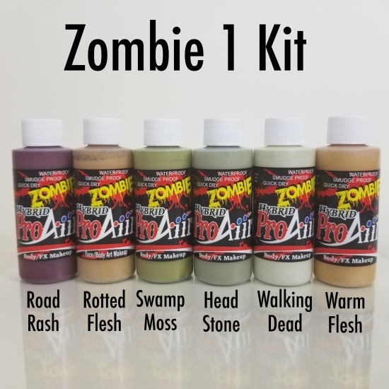 Zombie Colours 1 oz - 6 Pack - Proaiir Hybrid Waterproof Makeup Showoffs Body Art - Backstage Cosmetics Canada