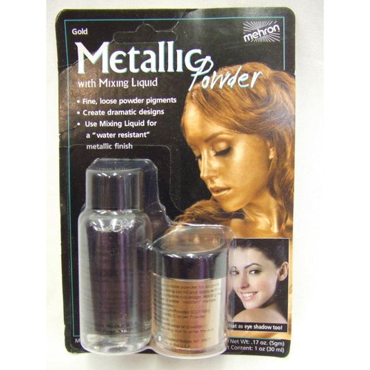 Metallic Powder Gold with Mixing Liquid Mehron - Backstage Cosmetics Canada