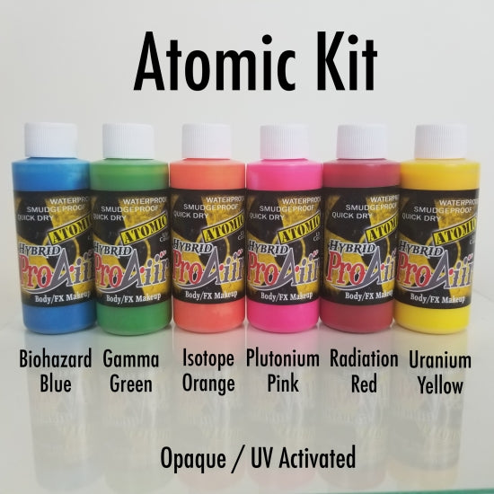 ATOMIC Hybrid Colours 1 oz - 6 Pack - ProAiir Hybrid Waterproof Makeup Showoffs Body Art - Backstage Cosmetics Canada
