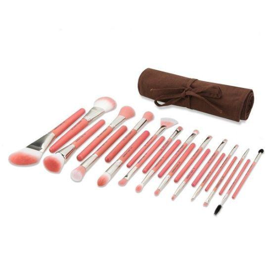 Pink Bambu Complete 14pc. Brush Set with Roll-up Pouch Bdellium Tools - Backstage Cosmetics Canada