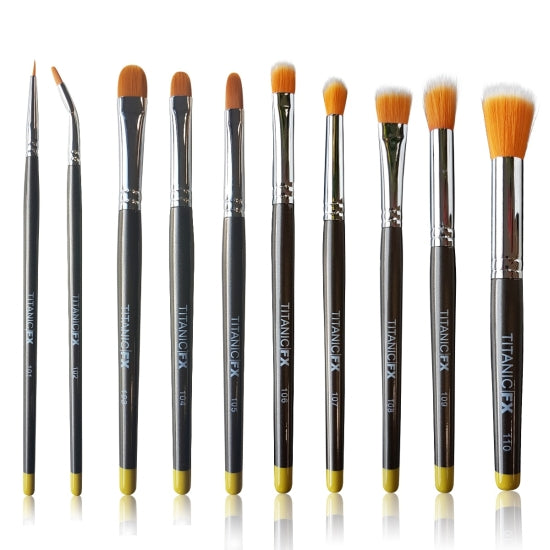 FX FULL BRUSH SET (INCLUDING ALL 10 BRUSHES, ZIP-UP POUCH & MIXING PALETTE) Titanic FX - Backstage Cosmetics Canada