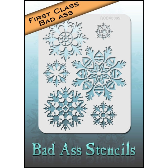 First Class - Snowflakes BadAss Stencils - Backstage Cosmetics Canada