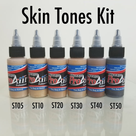 Skin Tone Collection 1 oz - 6 Pack - ProAiir Hybrid Waterproof Makeup Showoffs Body Art - Backstage Cosmetics Canada