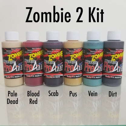 Zombie Colours 1 oz - 6 Pack - Proaiir Hybrid Waterproof Makeup Showoffs Body Art - Backstage Cosmetics Canada