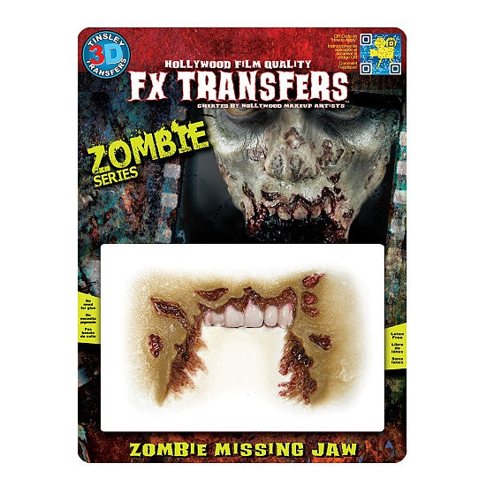 Zombie Missing Jaw - 3D FX Transfers Tinsley Transfers - Backstage Cosmetics Canada