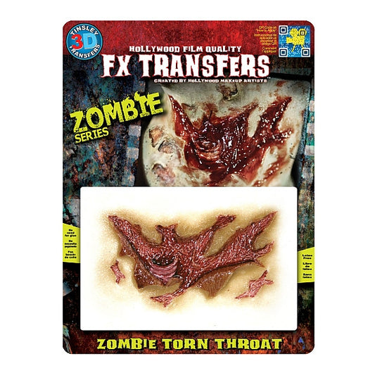 Zombie Torn Throat - 3D FX Transfers Tinsley Transfers - Backstage Cosmetics Canada